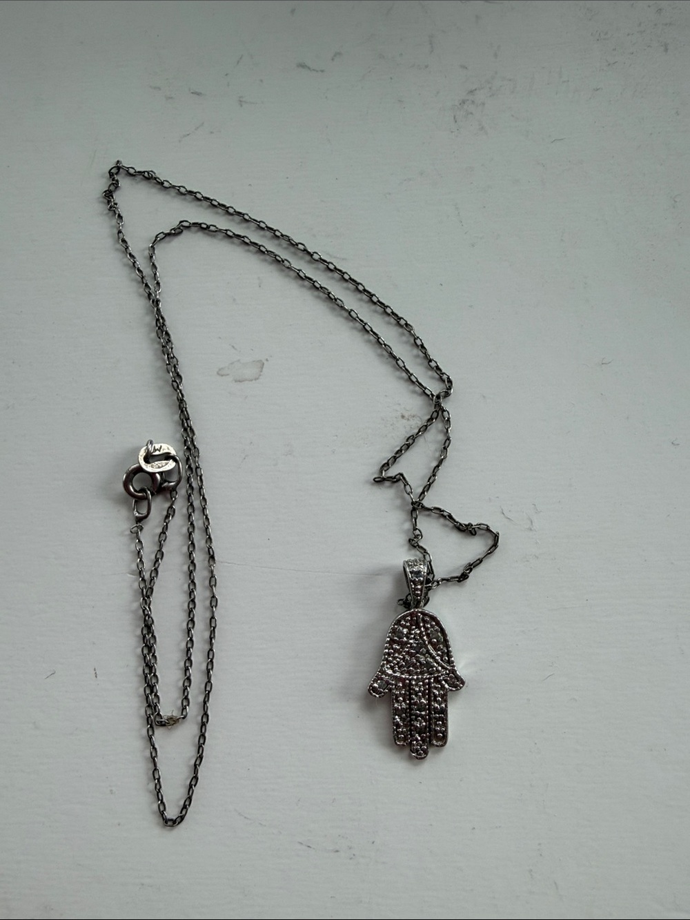 Sterling Hamsa Hand Pendant Necklace